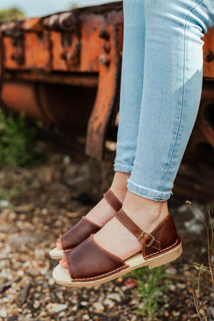 Vamp Strap Sandal Brown