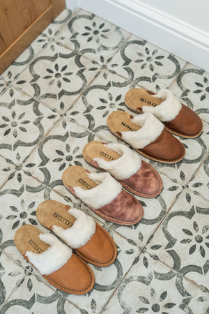 Ladies Pink Slip On Sheep Skin Slipper