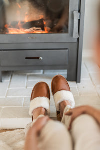 Ladies Brown Slip On Sheep Skin Slipper