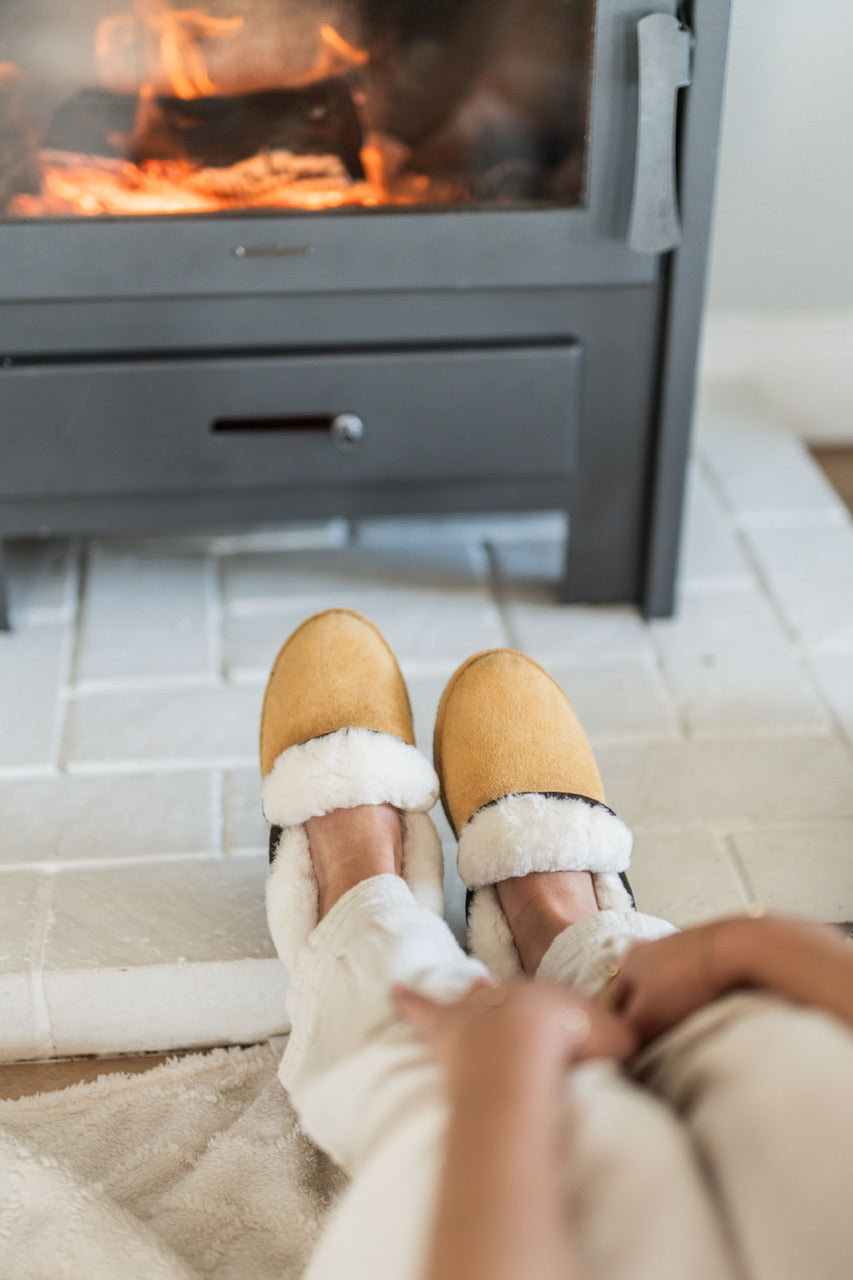 Ladies Mustard Wool Slipper