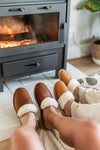 Mens Brown Slip On Sheep Skin Slipper