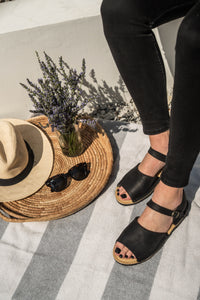 Vamp Strap Sandal Black