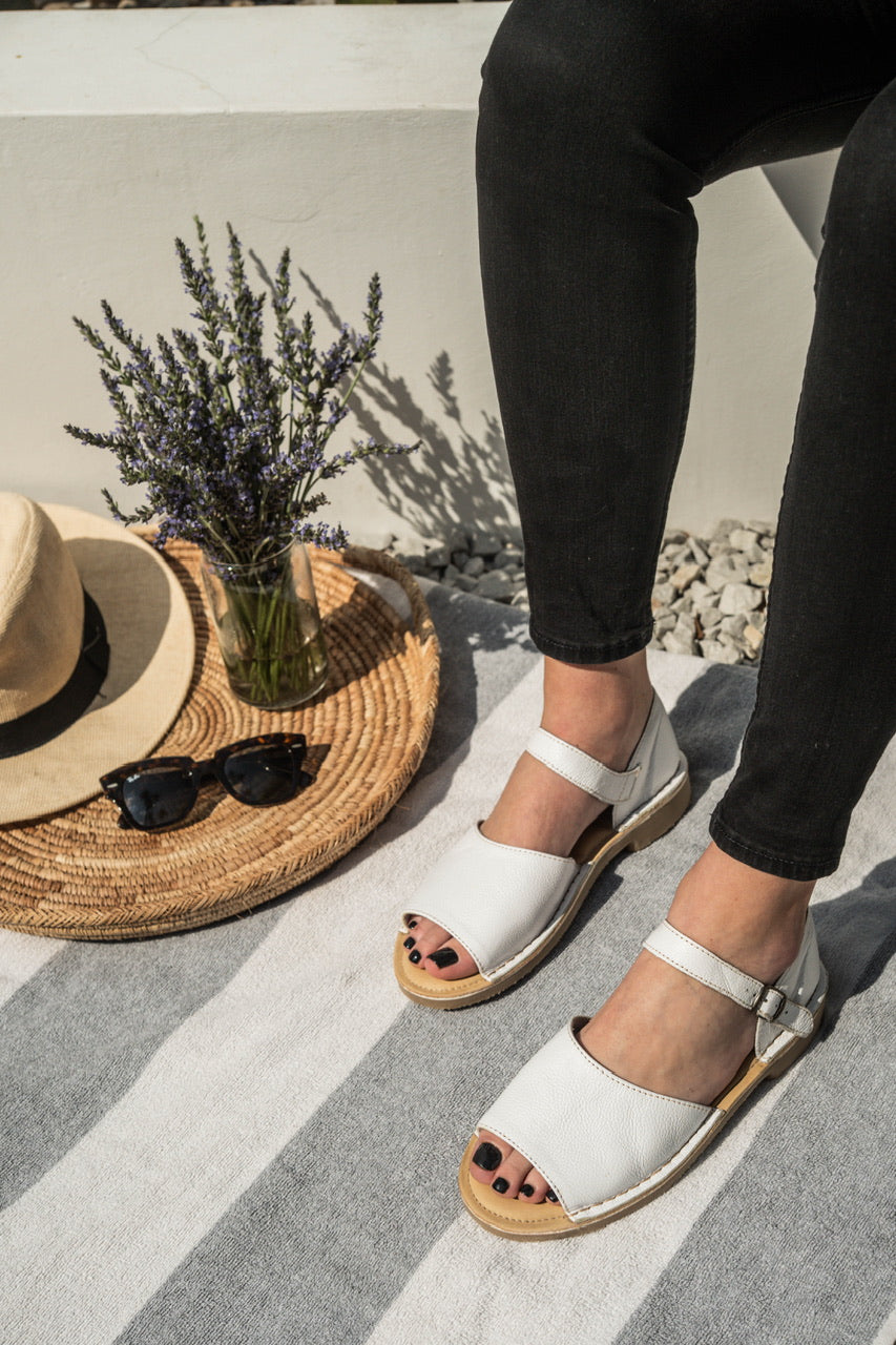 Vamp Strap Sandal White