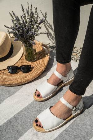 Vamp Strap Sandal White