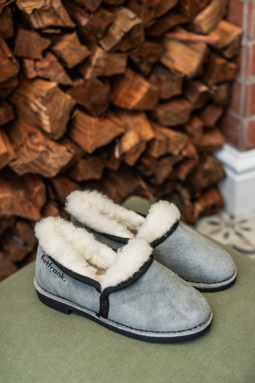 Mens Grey Wool Slipper