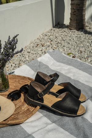 Vamp Strap Sandal Black