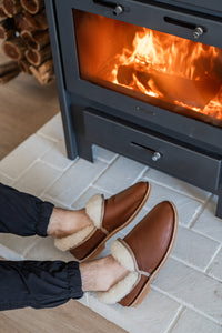 Mens Brown Sheep Skin Slipper