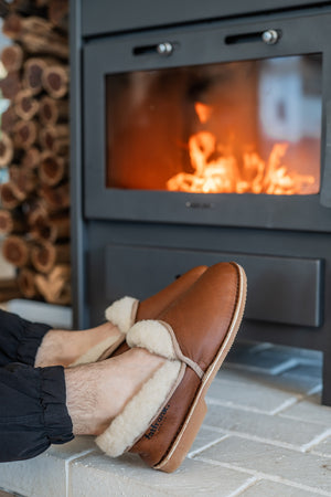 Mens Brown Sheep Skin Slipper